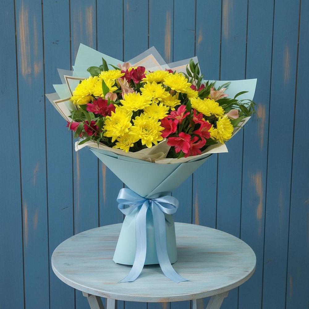 Букет цветов из: Альстромерии и Хризантемы в Фокино Брянской области