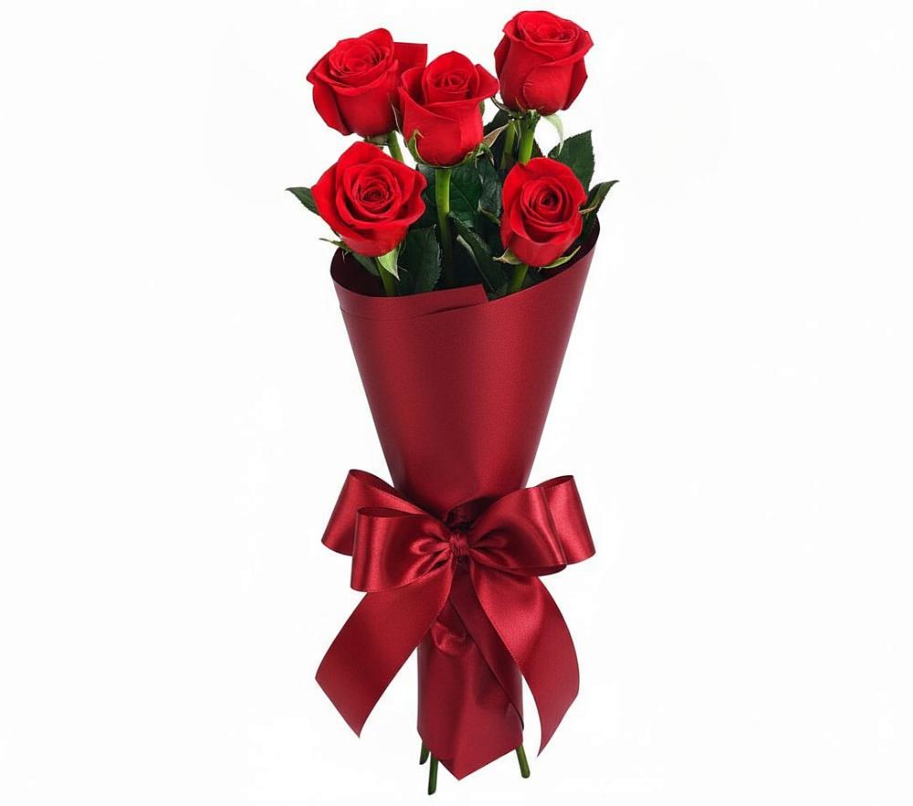 Букет 5 Красных роз Эдлесс Лав в Фокино Брянской области