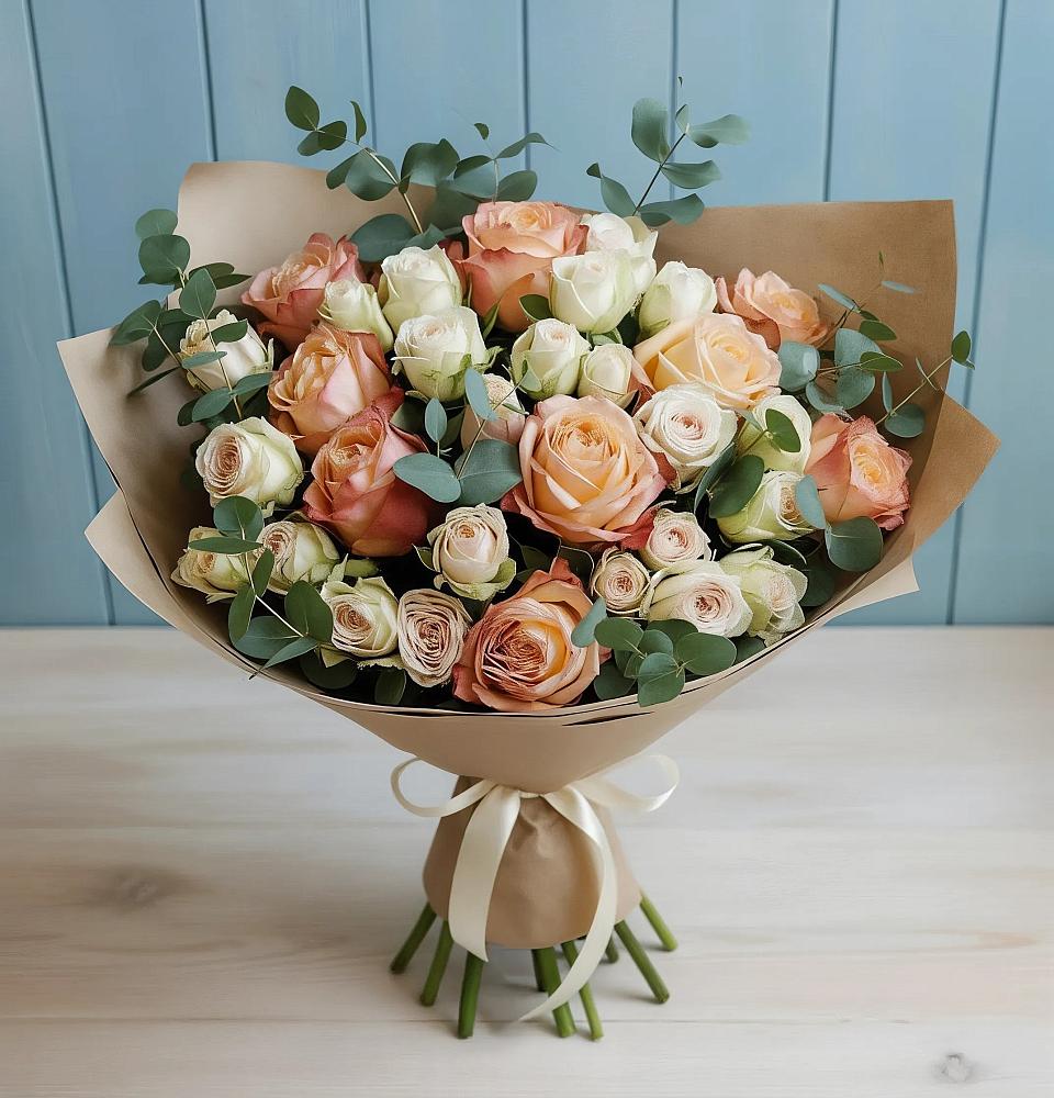 Букет цветов из: Альстромерии и Розы в Фокино Брянской области