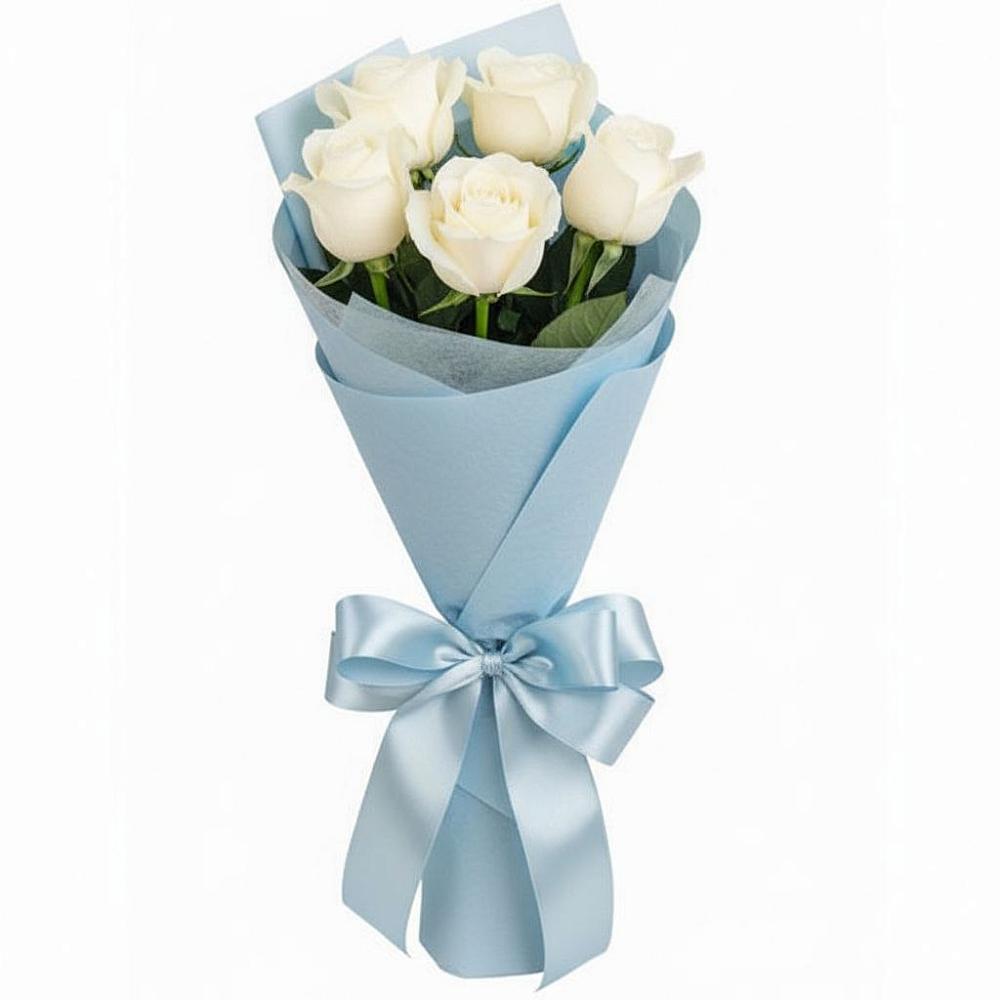 Букет 5 Белых роз Проуд в Фокино Брянской области