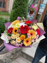 Букет цветов из:  Герберы, Ромашки, Хризантемы, Розы и Подсолнухи #REPLACE_PRED# Фокино Брянской области