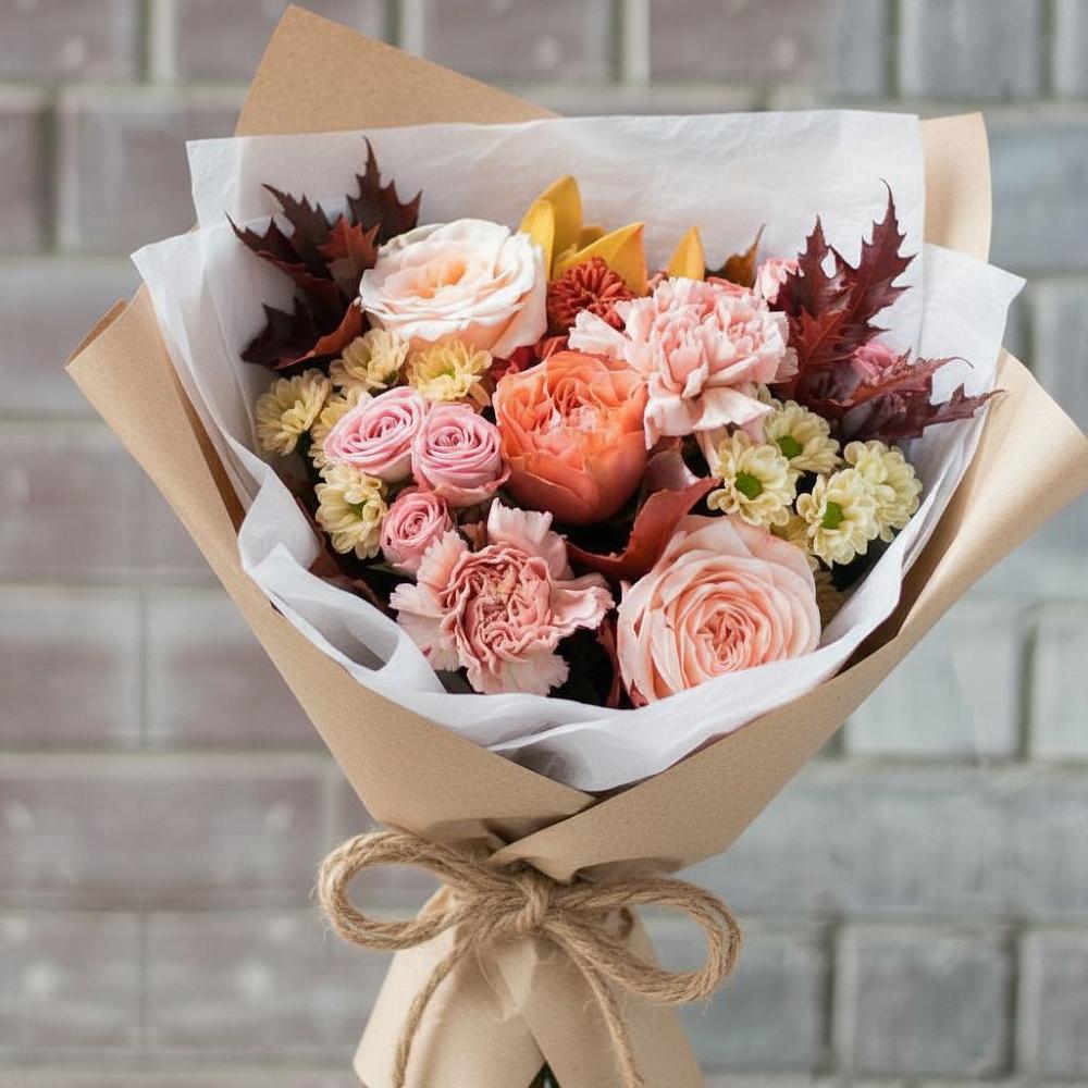 Букет цветов из: Гвоздики, Хризантемы и Розы в Фокино Брянской области