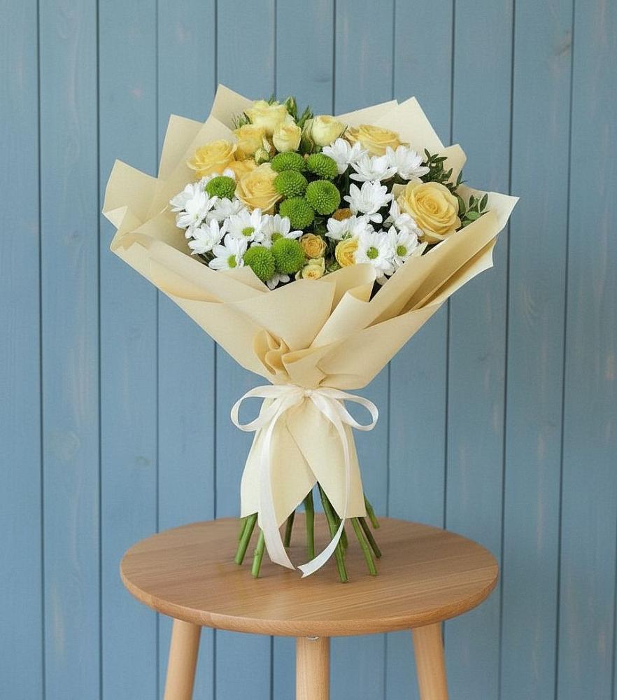 Букет цветов из: Хризантемы и Розы в Фокино Брянской области