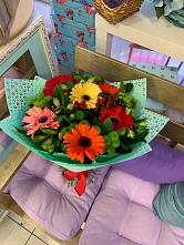 Букет цветов из:  Герберы, Хризантемы и Альстромерии #REPLACE_PRED# Фокино Брянской области