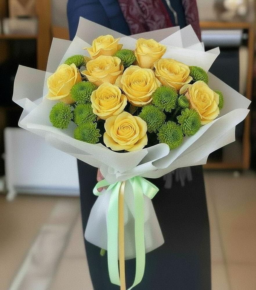 Букет цветов из: Хризантемы и Розы в Фокино Брянской области