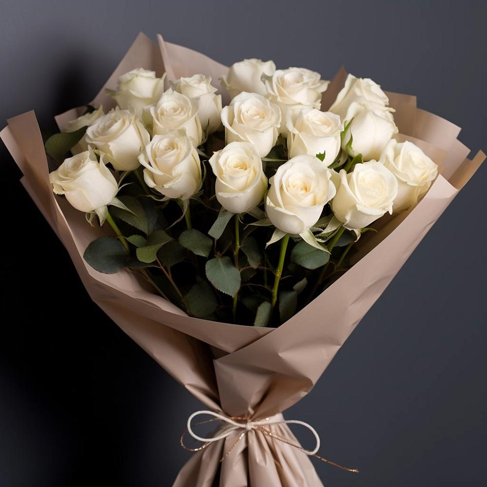 Букет 17 Белых роз в Фокино Брянской области