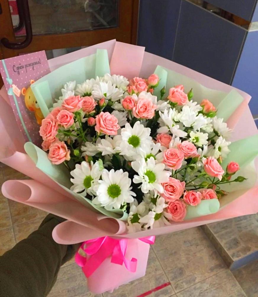 Букет цветов из: Розы и Хризантемы в Фокино Брянской области