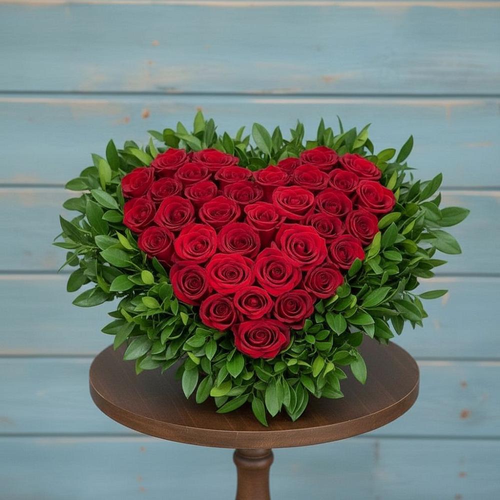 Цветочная композиция из Розы в виде сердца в Фокино Брянской области