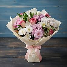 Букет цветов из:  Хризантемы, Альстромерии и Розы в Фокино Брянской области