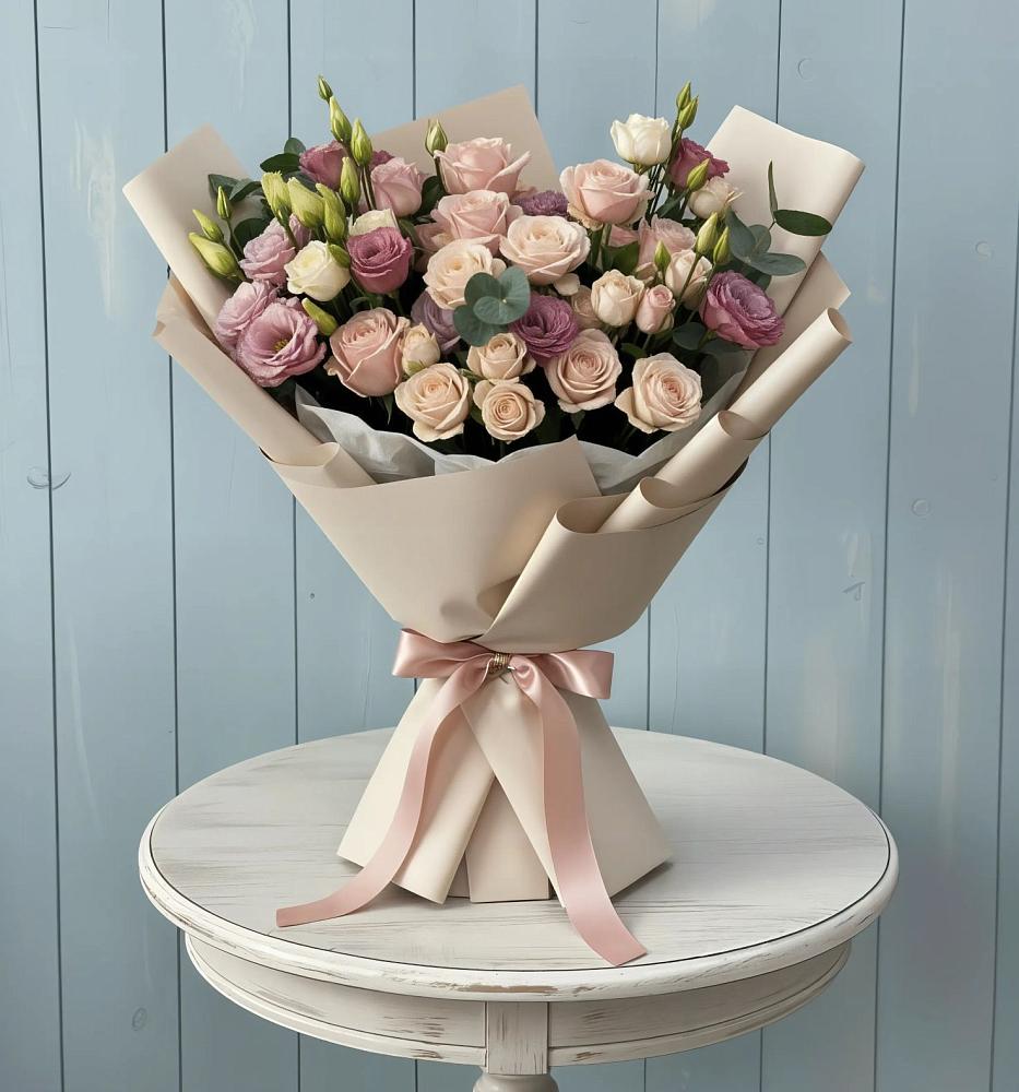 Букет цветов из: Розы и Лизиантусы в Фокино Брянской области