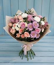 Букет цветов из:  Хризантемы, Розы и Альстромерии в Фокино Брянской области