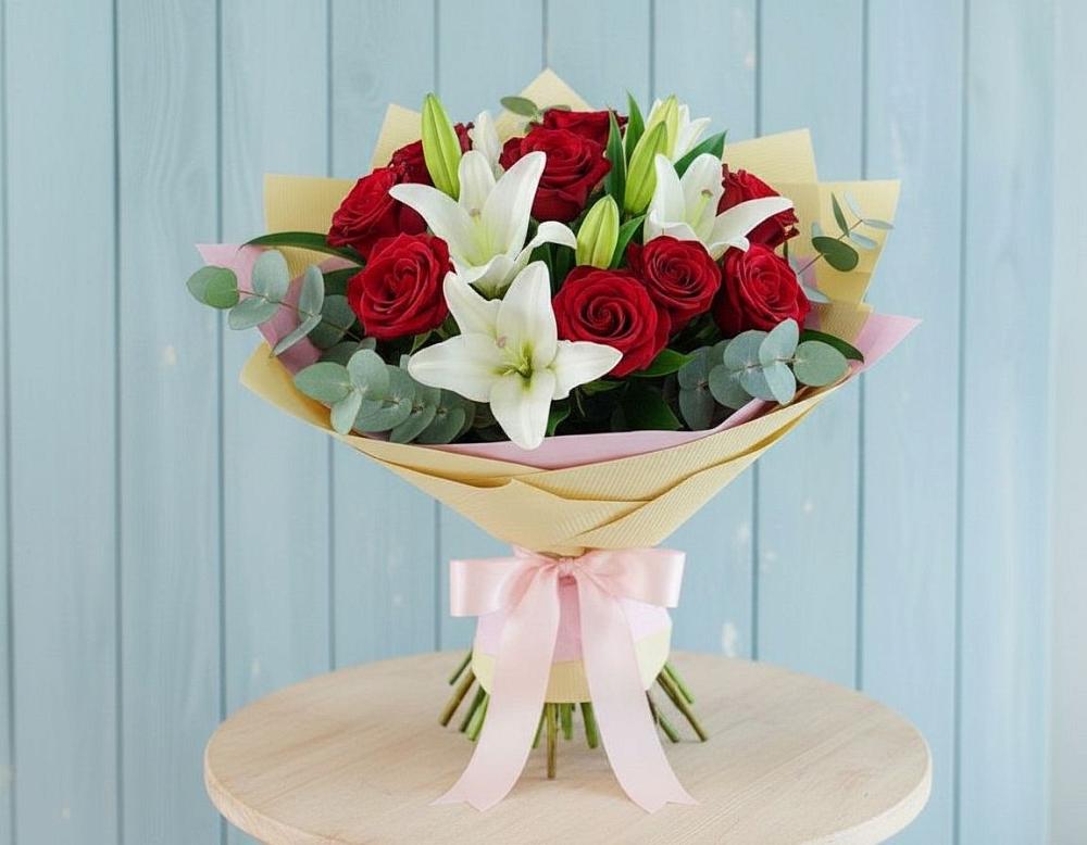 Букет цветов из: Лилии и Розы в Фокино Брянской области